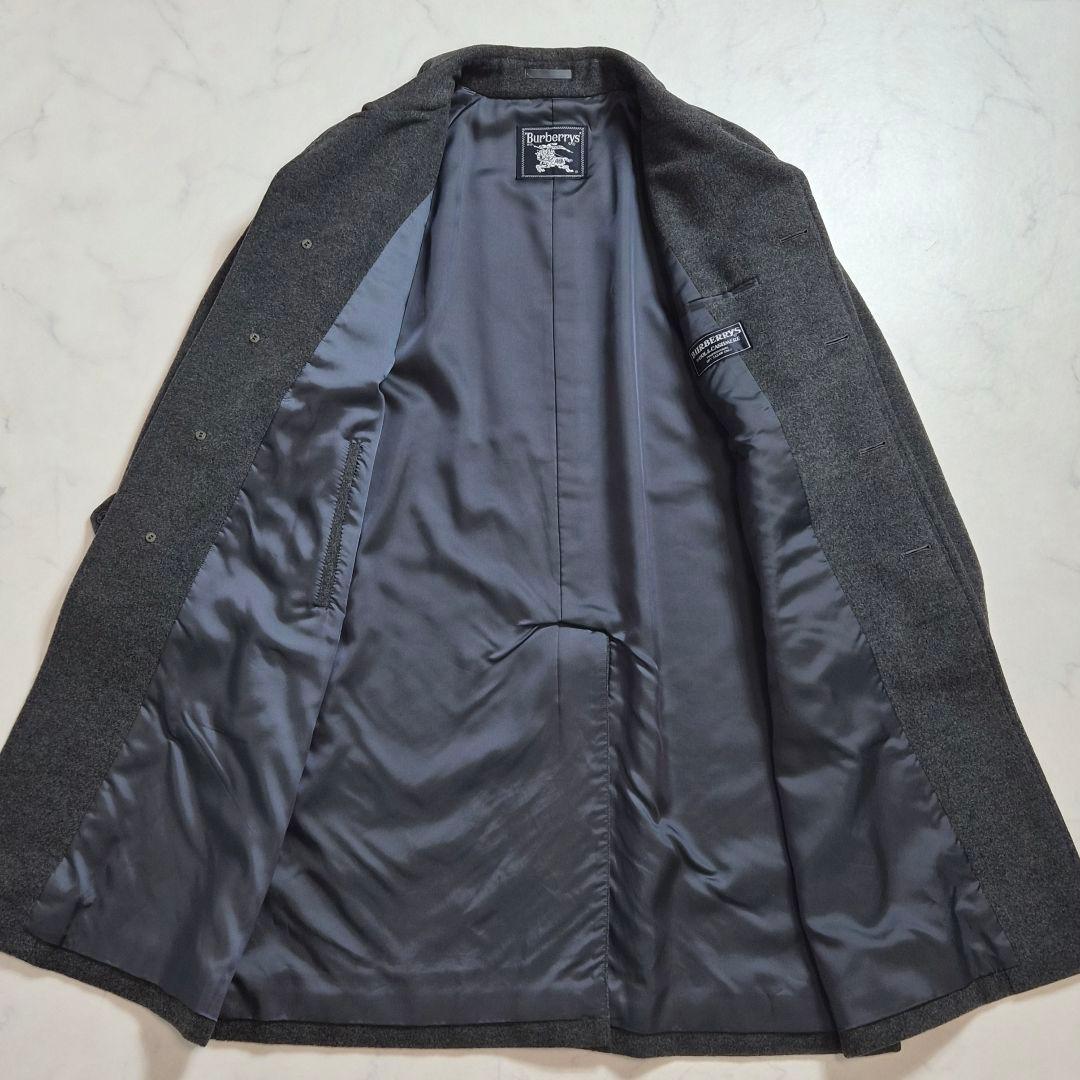 【美品】バーバリー ウール カシミヤ チェスターコート グレー