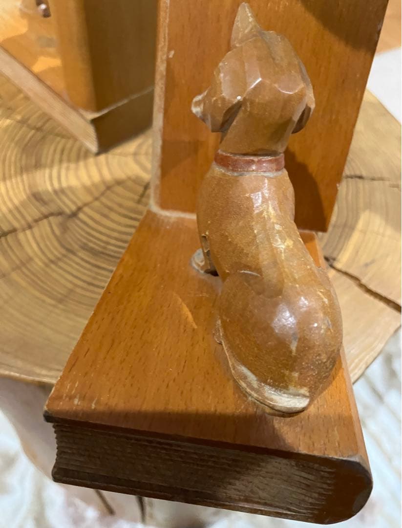 ヴィンテージ　ダックスフンド　木製ブックエンド　旧東ドイツ製
