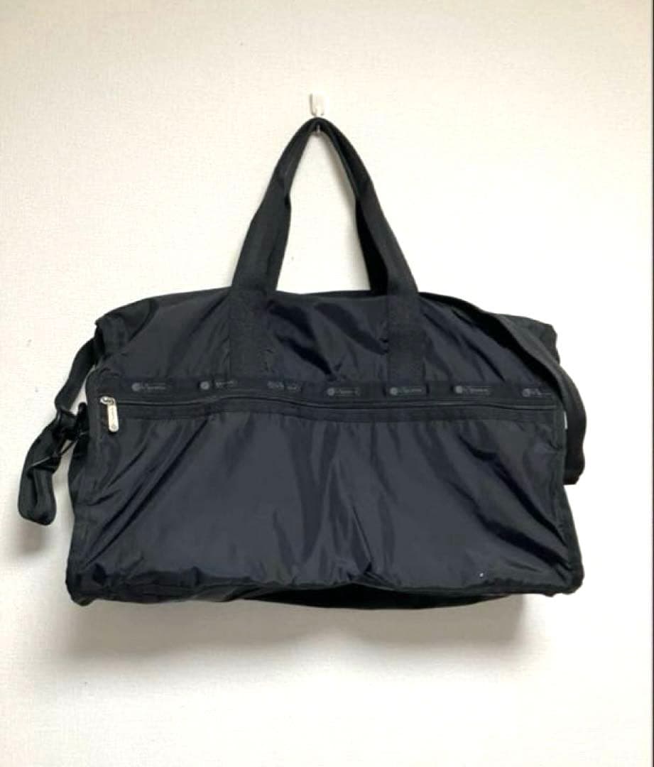 【美品】LeSportsac レスポートサック 大きめボストンバック 黒