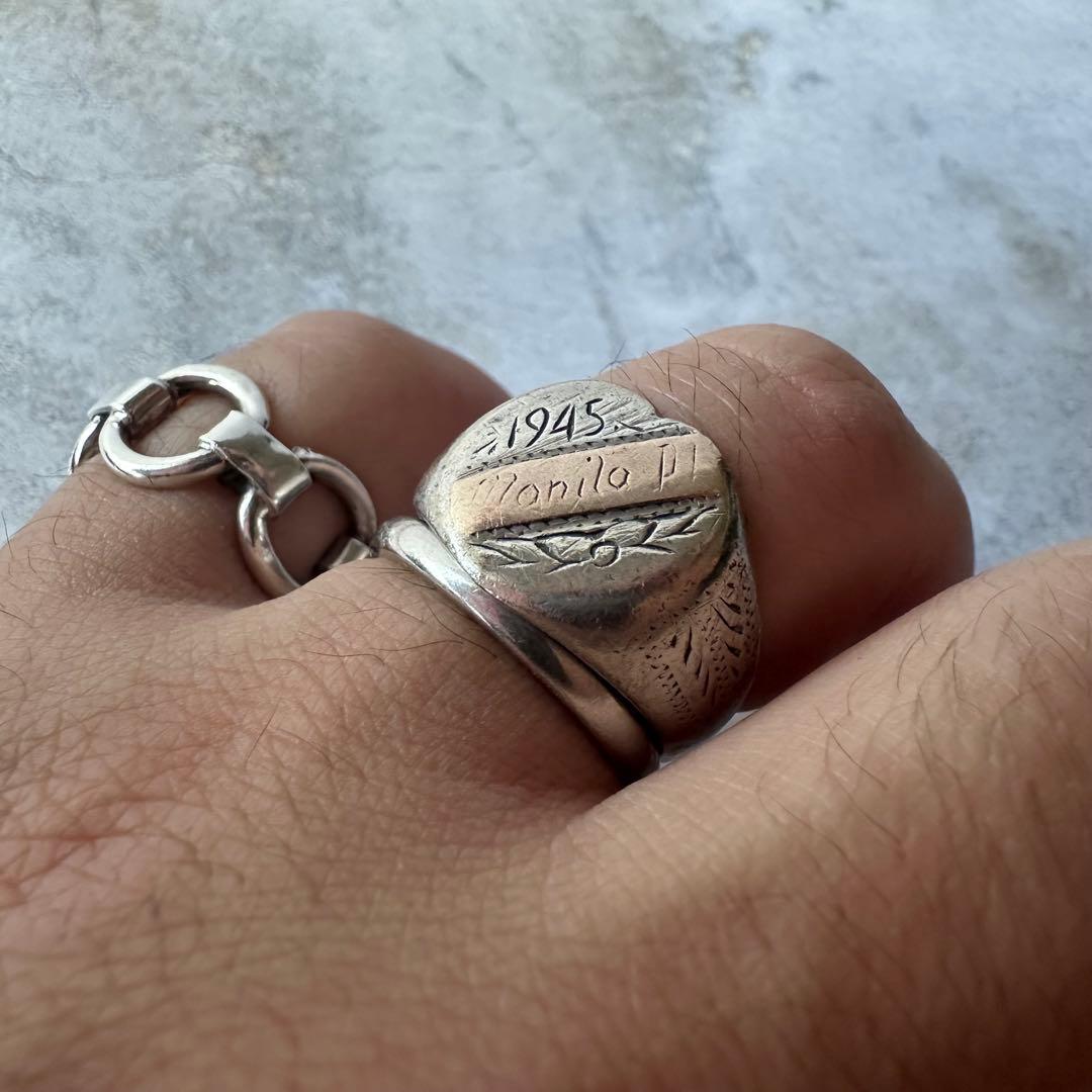 ヴィンテージ US ARMY マニラリング シルバー925 19号 USA製