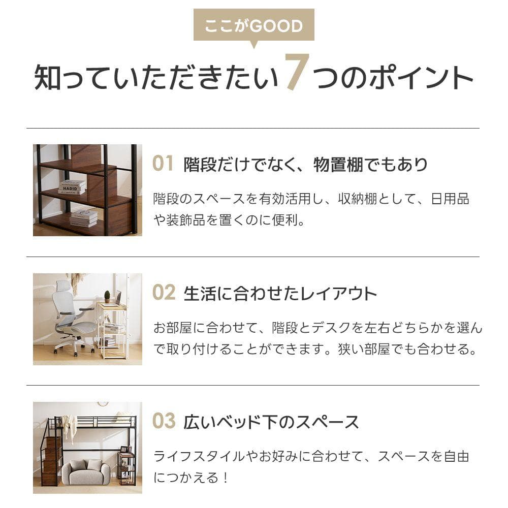 システムベット ロフトベッド シングル コンセント付き 収納付き デスク付き