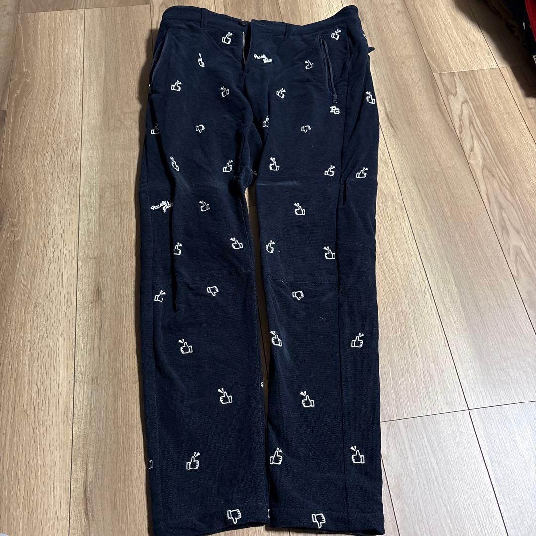 Pearl Gates 黒 サムズアップ刺繍パンツ