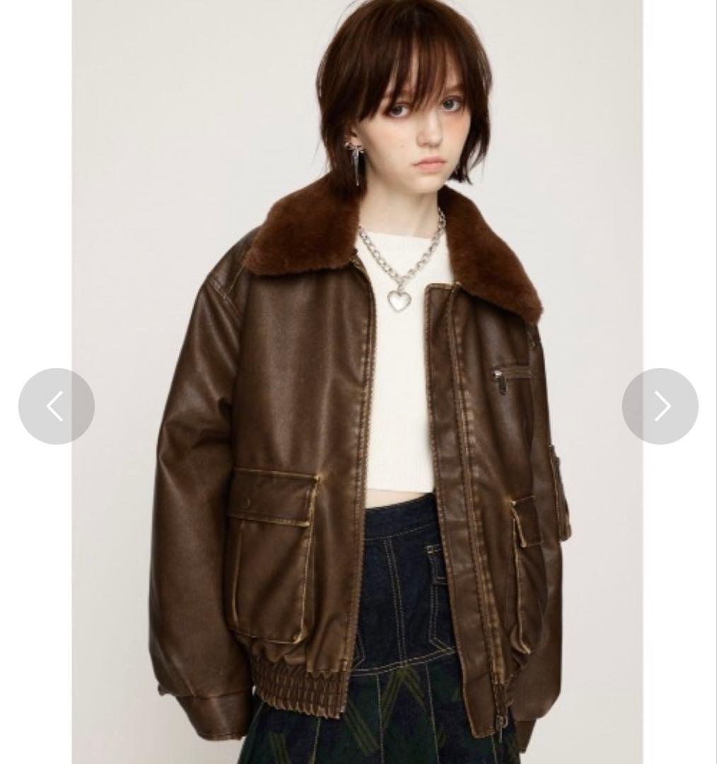 SLY VINTAGE ヴィンテージ フェイクレザー ショート ブルゾン