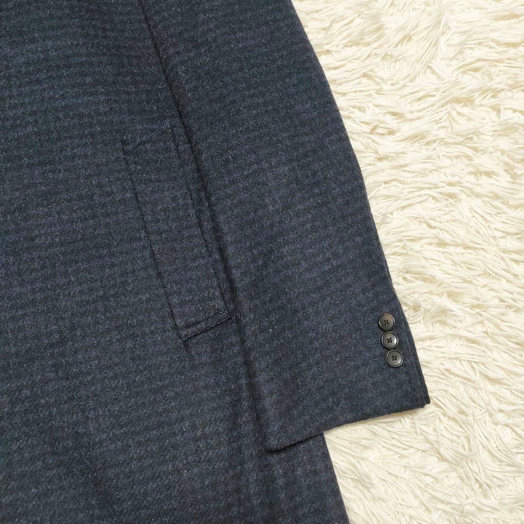 【カシミヤ】エディフィス　チェスターコート　紺　ビジネスカジュアル　メンズ48L