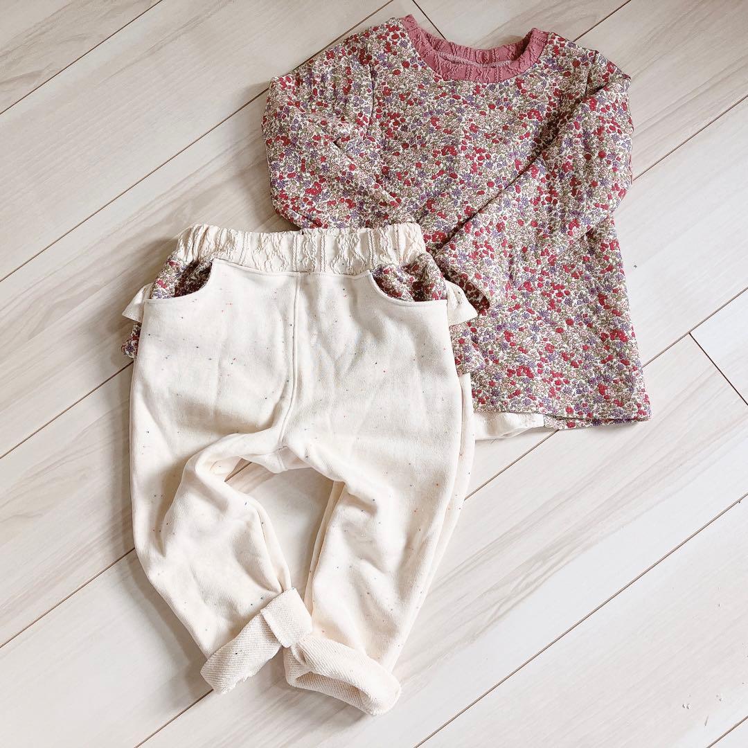 セットアップ❁後ろ下がりフレアティ＆フリルテーパードパンツ 100size