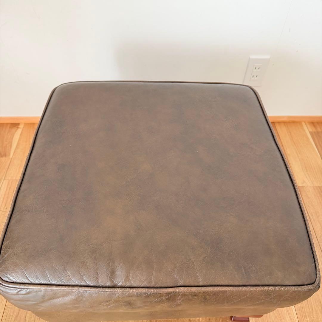 オットマン レザー 本革 茶色 ソファ ヴィンテージ調 四角形 ブラウン 猫脚