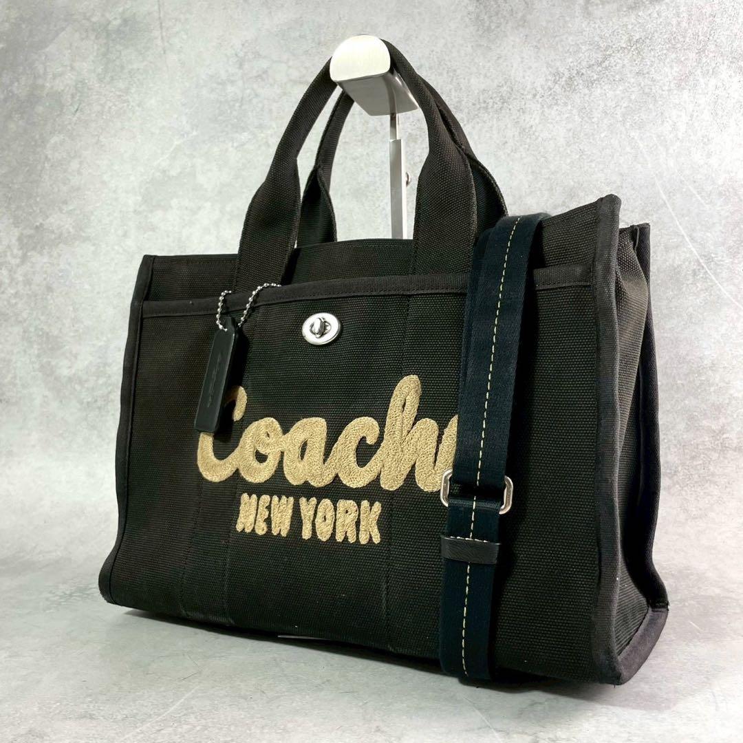 ✨美品✨コーチ　カーゴ　トート　2way クロスボディ　キャンバス　ブラック