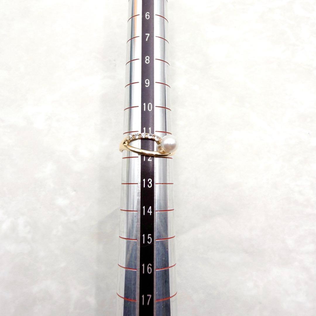 未使用品　ジュエリーツツミ　K10 リング　イエローゴールド　パール　あこや