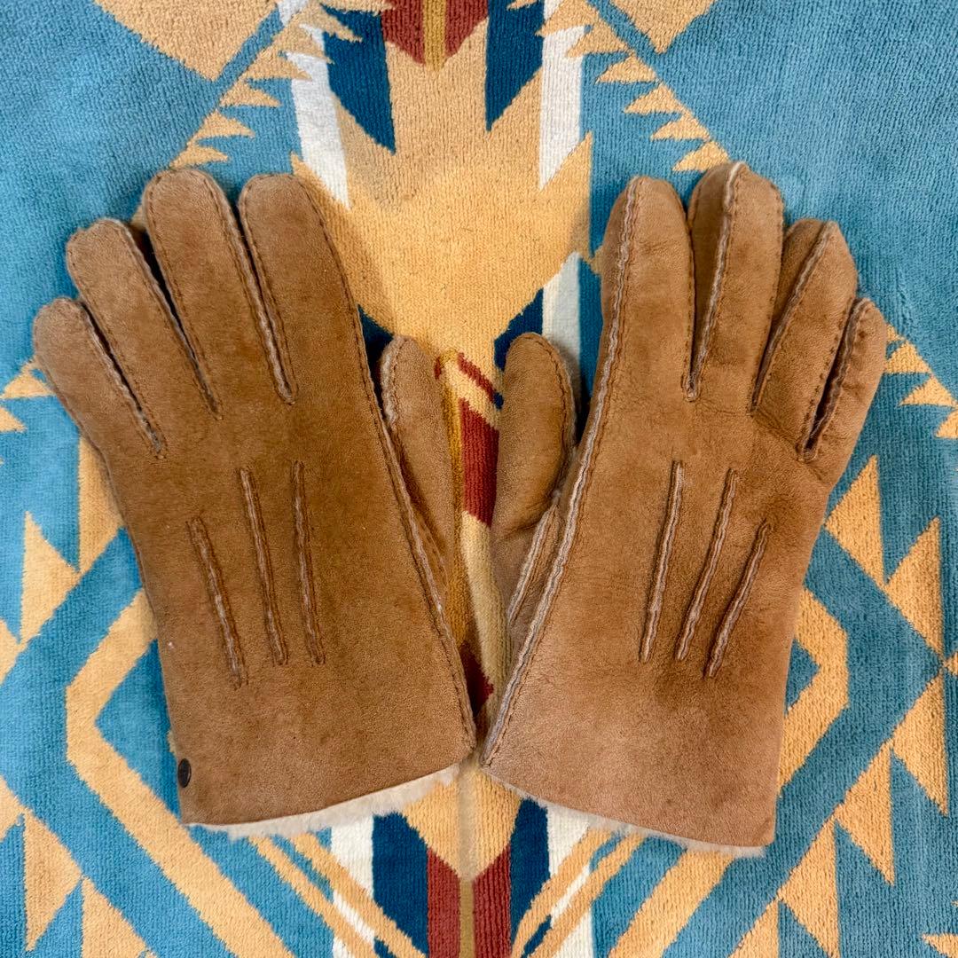 【極暖】UGG アグ ムートン手袋 メンズ レザーグローブ Mサイズ