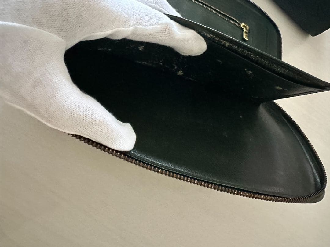 Louis Vuitton ダークグリーン レザー 長財布