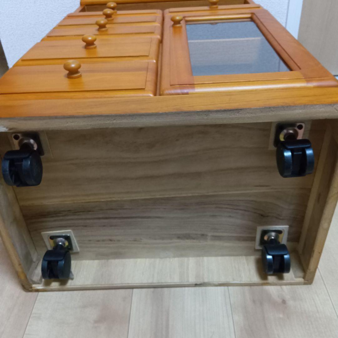 け*ん様 木製電話台　マルチFAXラック/リビングチェスト 　キャスター付