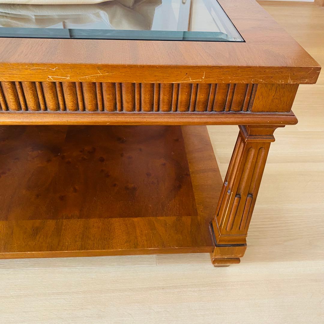 ドレクセルヘリテイジ　トライユン ガラストップ センターテーブル ローテーブル