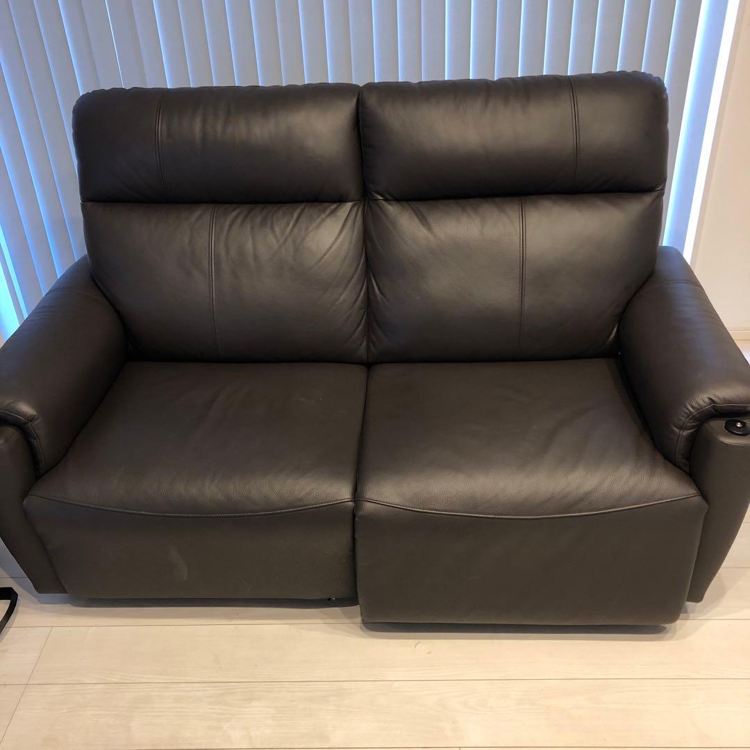 【直接引取可能】ヤマダ 電動リクライニングソファ 2人掛け ダークブラウン
