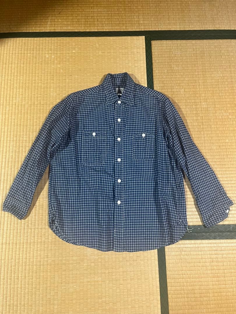 ポストオーバーオールズ コットンリネンチェックシャツ