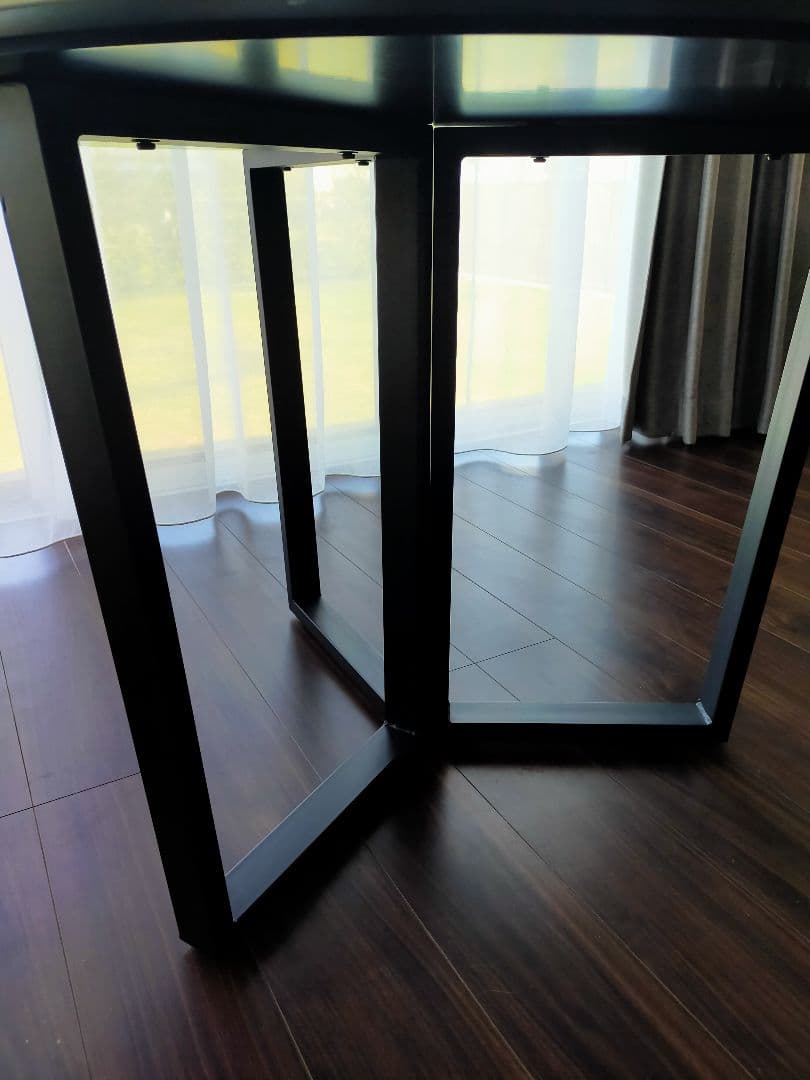 送料込(メルカリたのメル便)大理石風セラミック天板(円形)ラウンドテーブル