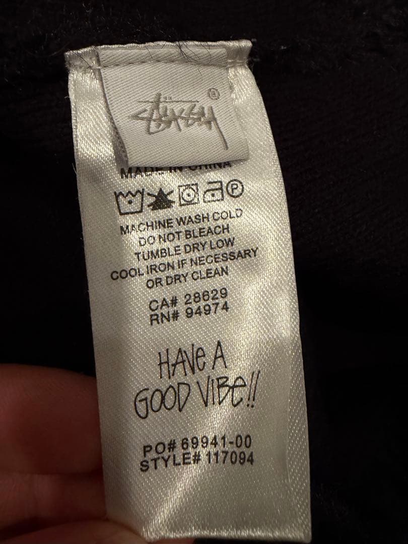 Stussy シャギーカーディガン　ブラック