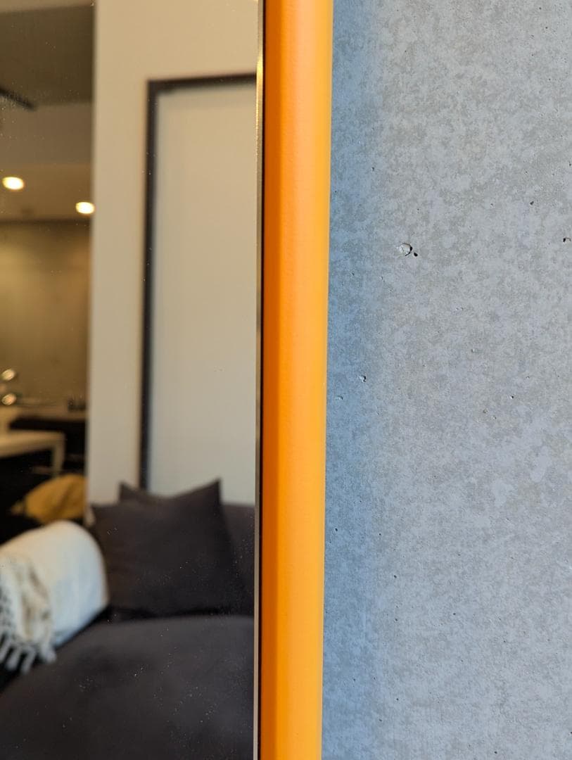 全身 ミラー オレンジ フレーム 自立式 フロア 鏡