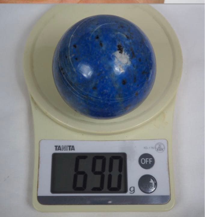 送料無料　天然石　ラピスラズリ　丸玉　75mm 690g