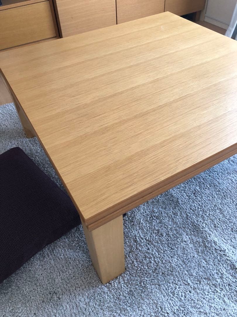 日本製　ナチュラル木製正方形こたつテーブル