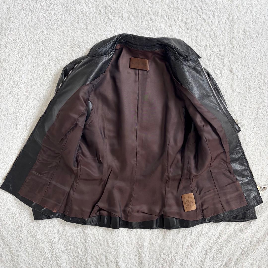 希少 LOEWE ゴートレザージャケット ケープ ダブルジップ黒 M38サイズ