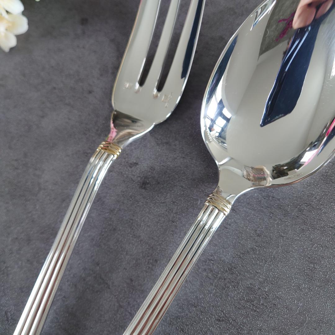 希少 美品 クリストフル アリアゴールドリング サービングセット 2点