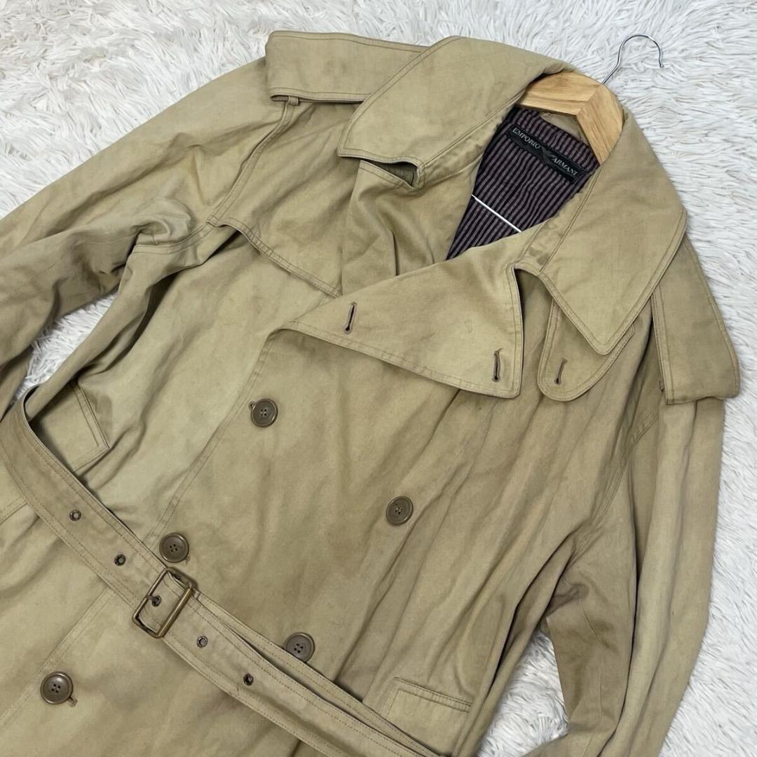 XXL相当 EMPORIO ARMANトレンチコート ロング　ベージュ　メンズ