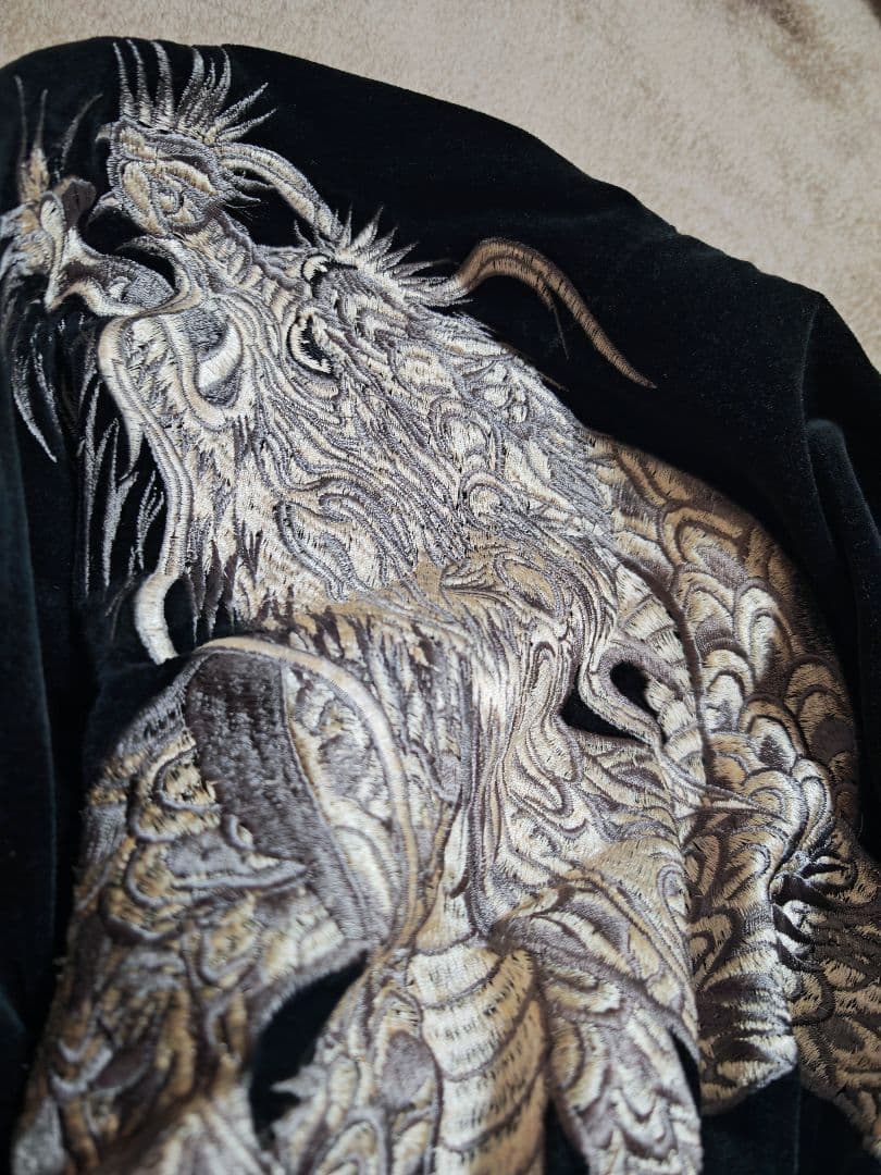 六無人 美品 別珍 ２面用 スカジャン 日本限定 龍 レーヨン unisex