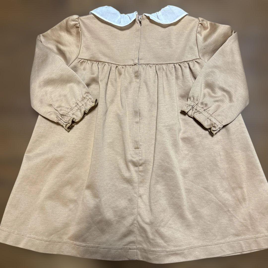 超美品【ファミリア】ベージュ フリル付きワンピース チュニック80サイズ