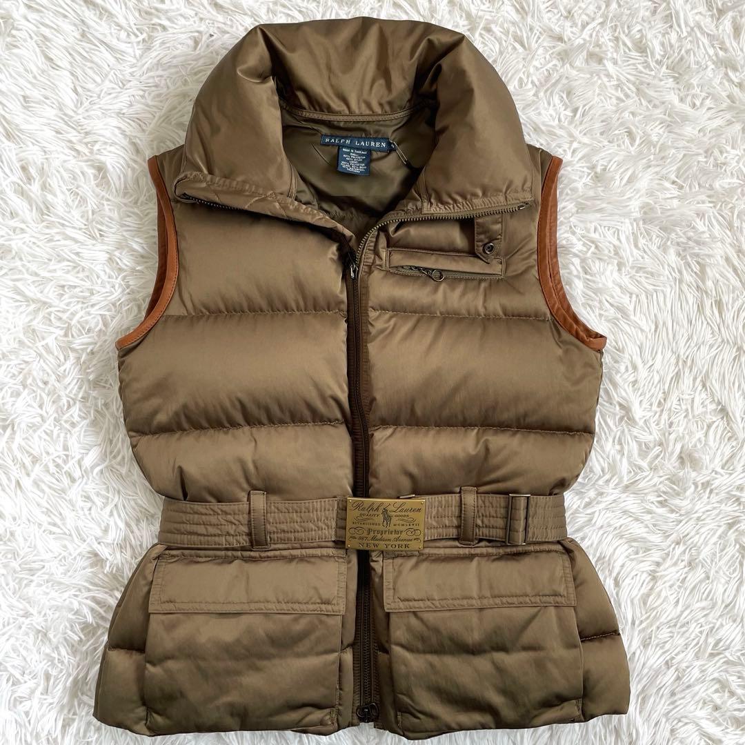 新品 未使用 RALPH ラルフローレン ダウンベスト ベルト ブラウン 9 M