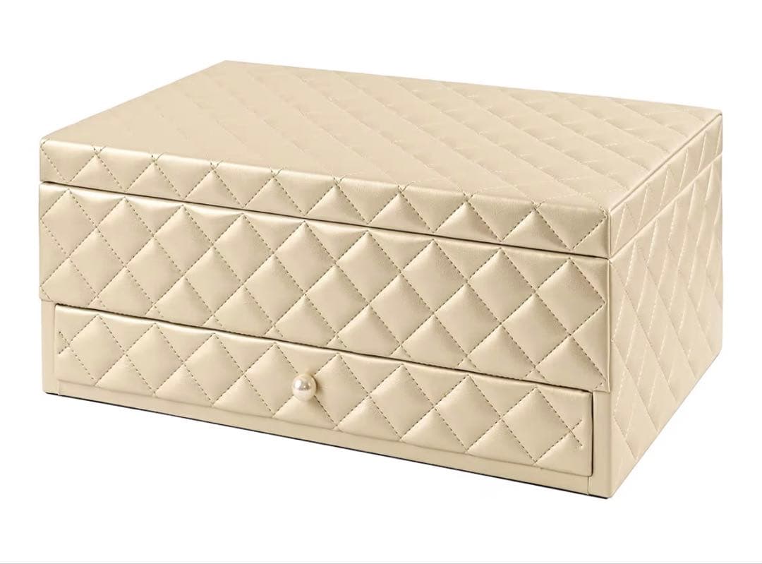 ミラー付きキルティングアクセサリーケース　大容量　ジュエリーケース