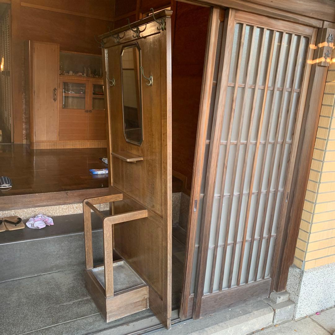 レトロ　傘立て　コート掛け　木製