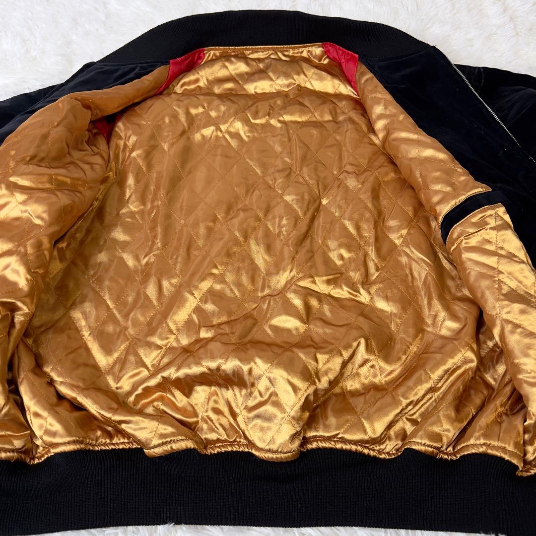 未使用 3L hoshihime 星姫 別珍 ベロアスカジャン 双龍 ブラック