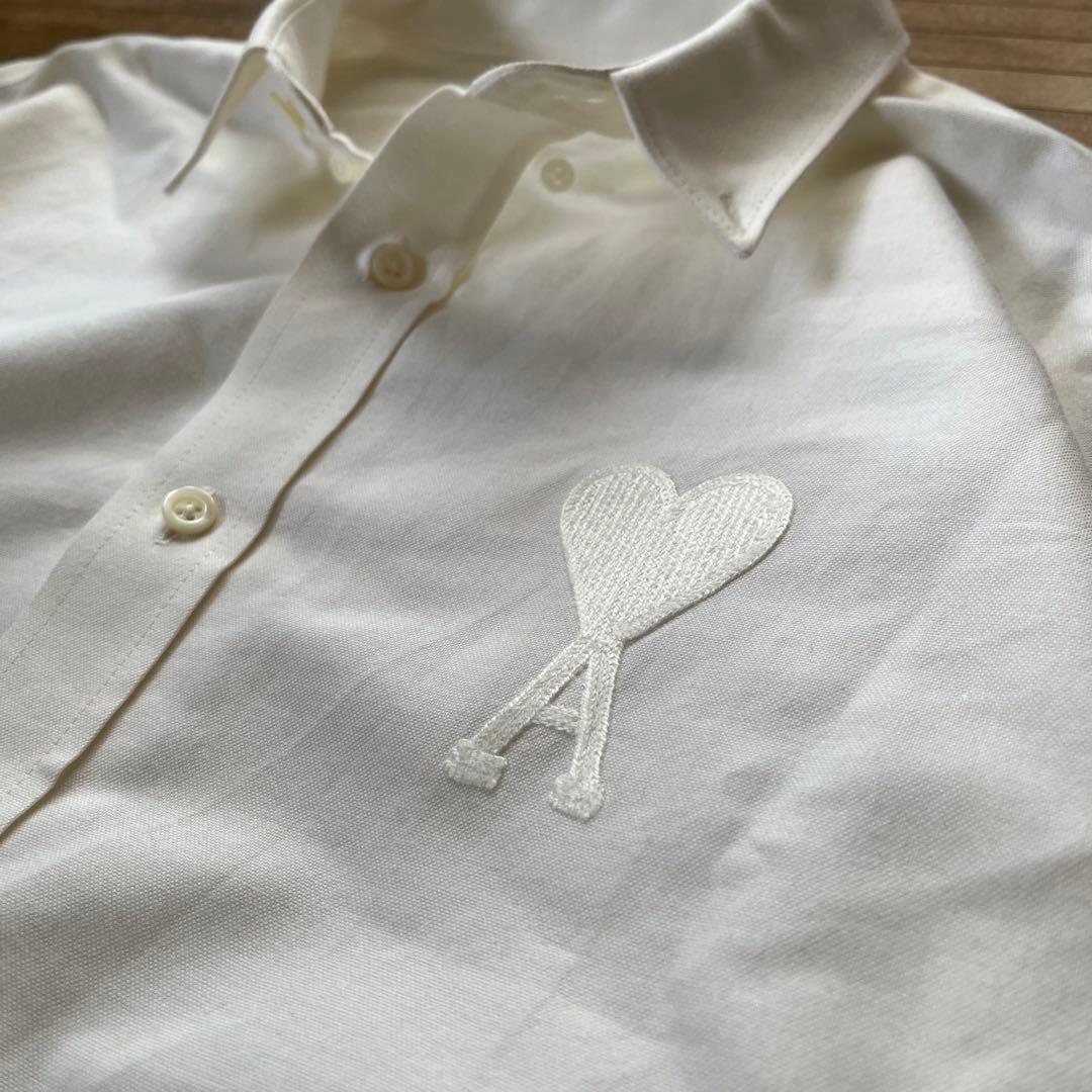 AMI Paris ハートロゴ刺繍 ボタンダウンシャツ　オーバーサイズ