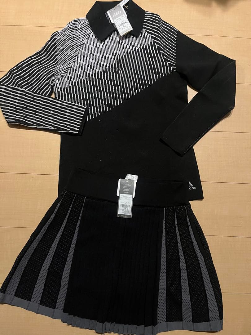 新品　adidas ゴルフ　長袖セーター　フレアースカート　　セットアップ　M