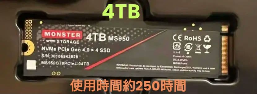 SSD M.2 NVMe PCIe Gen 4x4 MS950 4TB+ケース