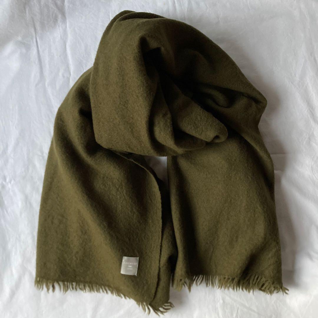 美品　locally muji stole 縮絨ウール カーキ　ストール