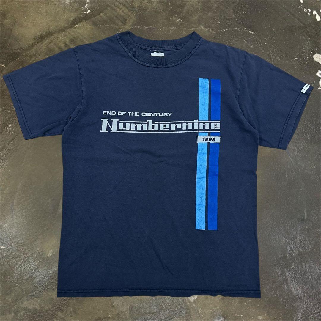 ★初期 Number Nine フェード プリント 半袖 Tシャツ 3 ネイビー