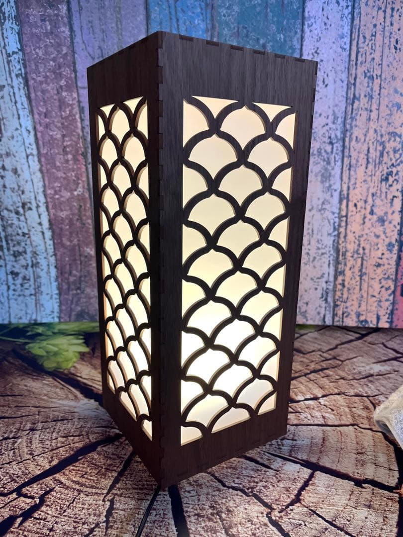 モダン格子行燈　波紋　ウォールナット　展示品