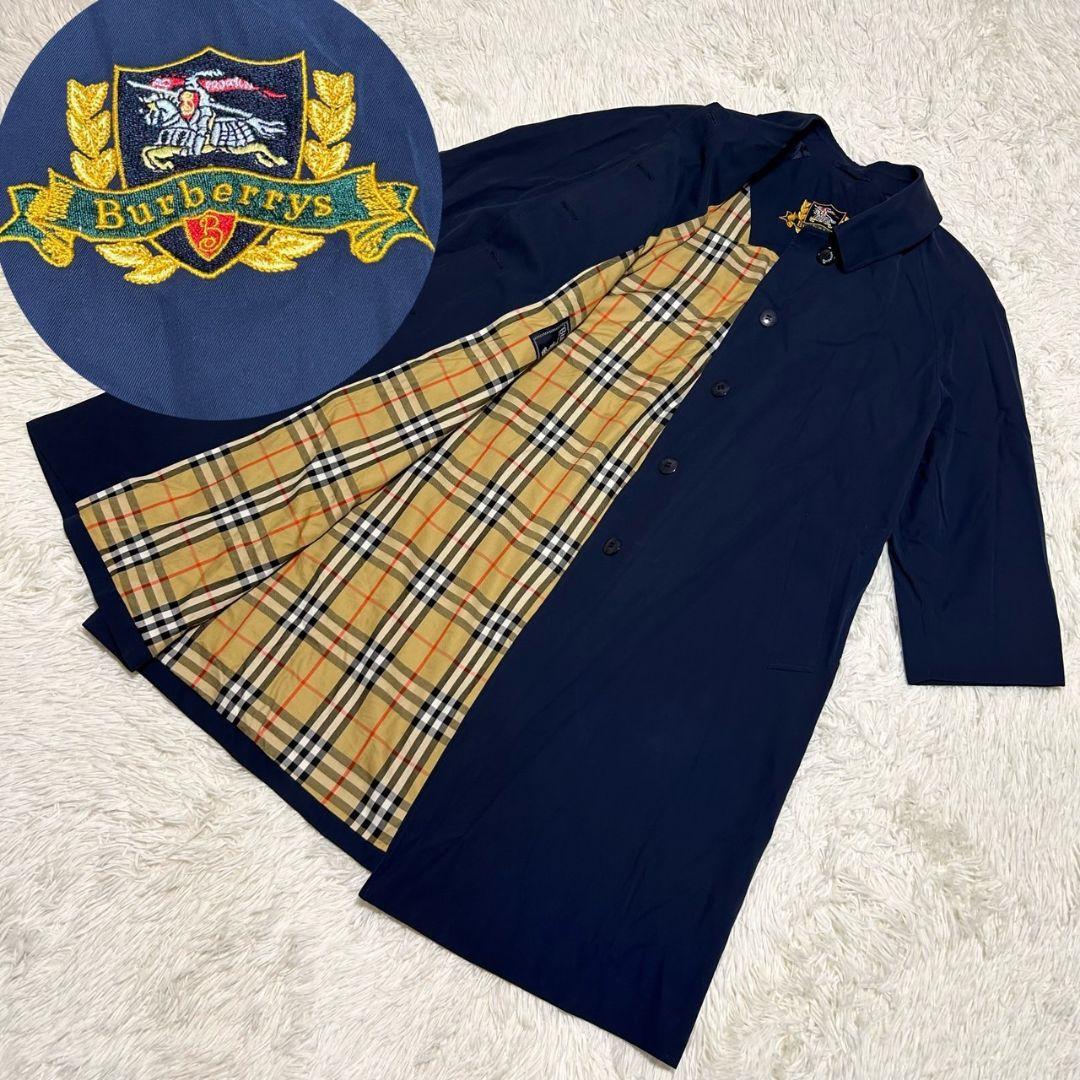 バーバリー BURBERRY ノバチェック エンブレム ネイビー コート