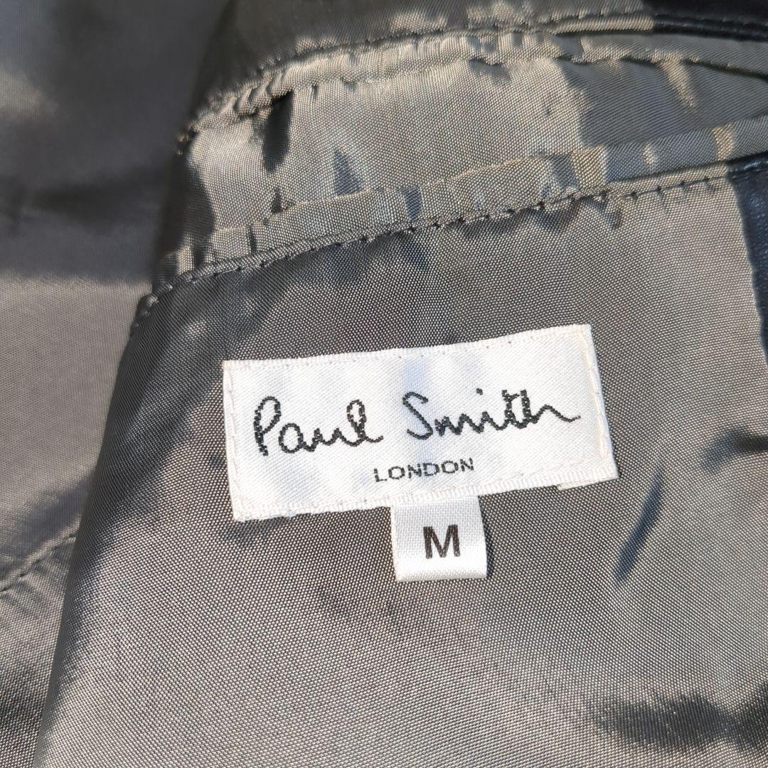 美品 ポールスミス カウレザー テーラードジャケット 牛革 ブラック Mサイズ