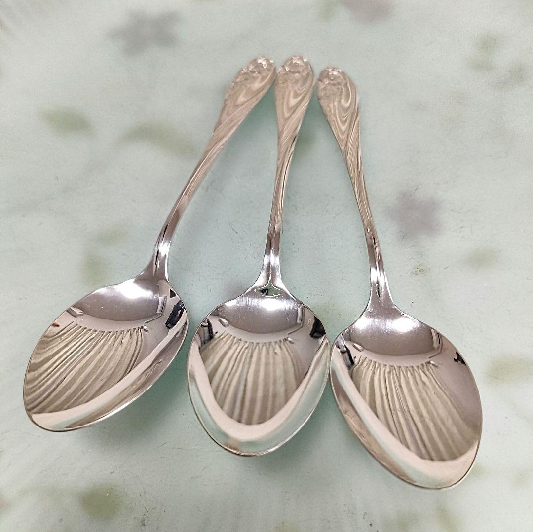 ●5489#0109　SILVER925スプーン3本(花２輪とリーフ)　0820