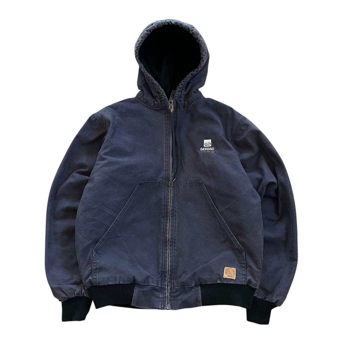 BERNE アクティブジャケット 企業ロゴ M フェード ダック地 短丈 古着