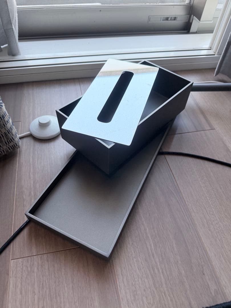 GIOCRAFT ティッシュケース + 長角トレー 銀溜