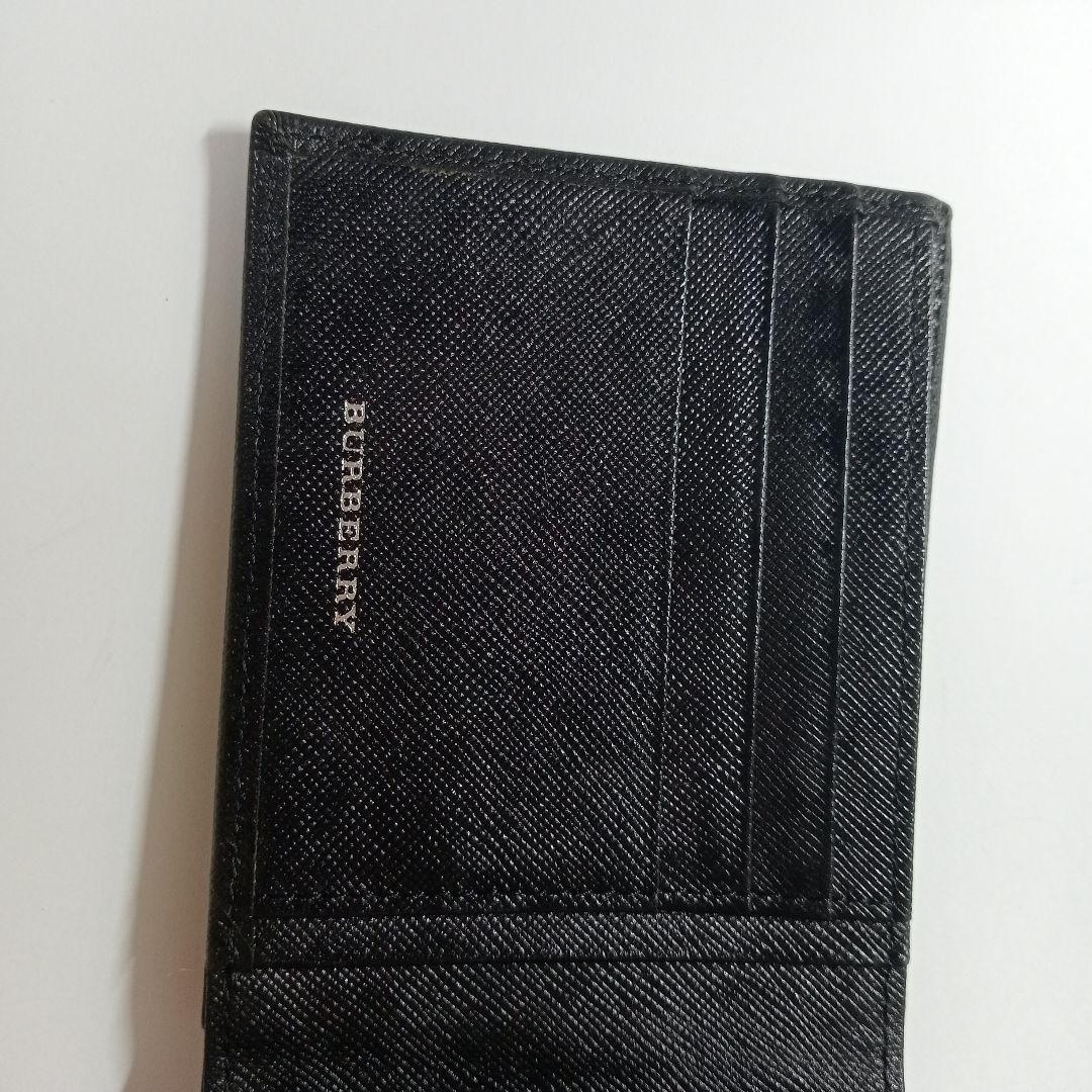 BURBERRY ブラック 二つ折り財布 牛革 メンズ