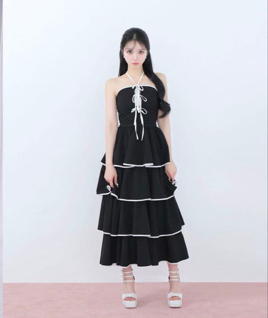 エムミーエメ　スウェットティアードロングワンピース　黒