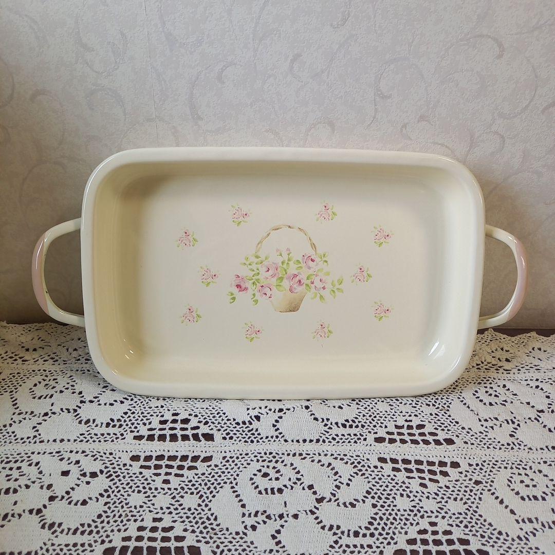 イマン　ローズバスケット　取っ手ピンクミニトレー