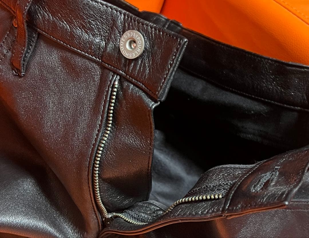 5351 POURLES HOMMES 5351プールオム レザーパンツ　黒　S