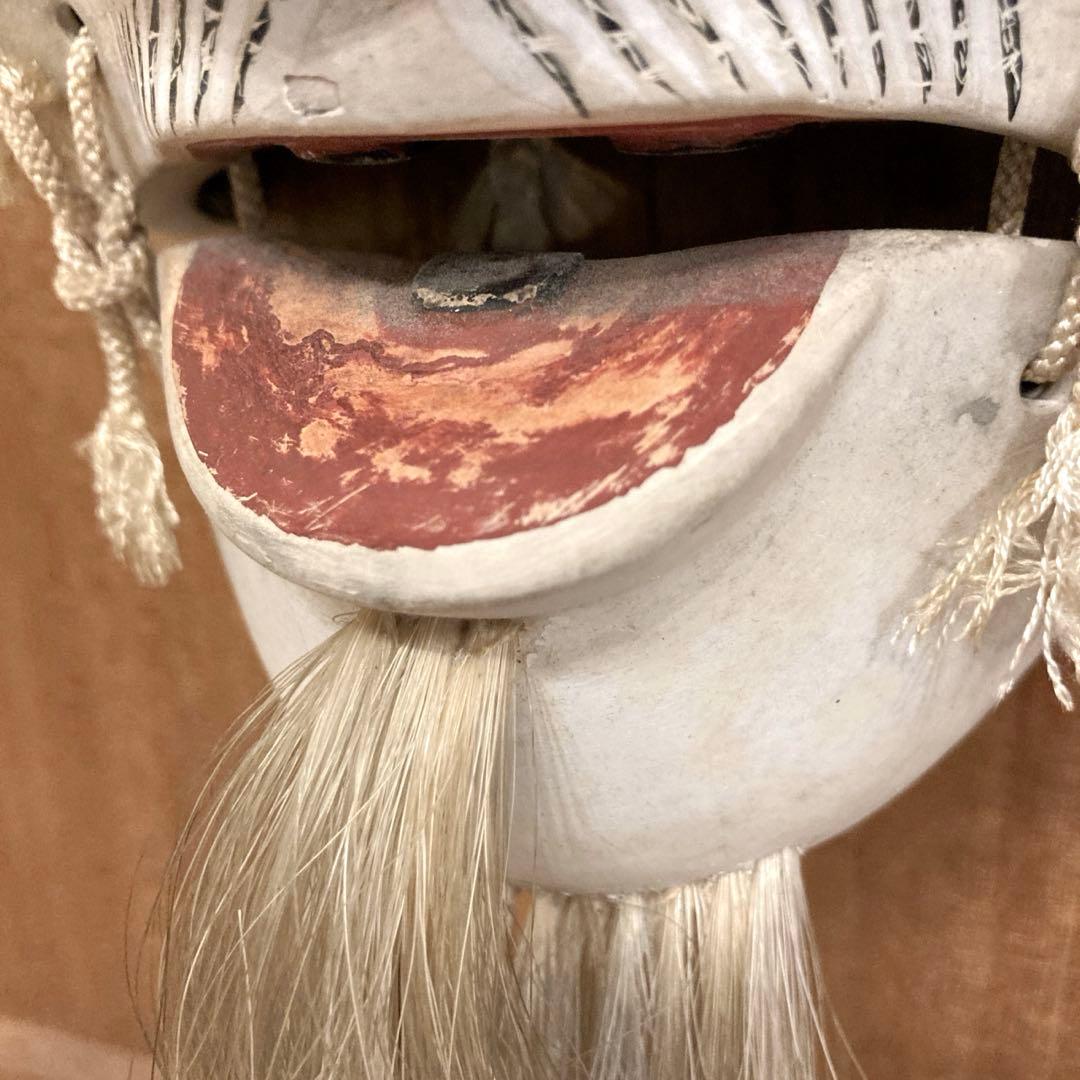 能面　能楽　雅楽　木彫　翁面　板付き　骨董　レトロ　アンティーク