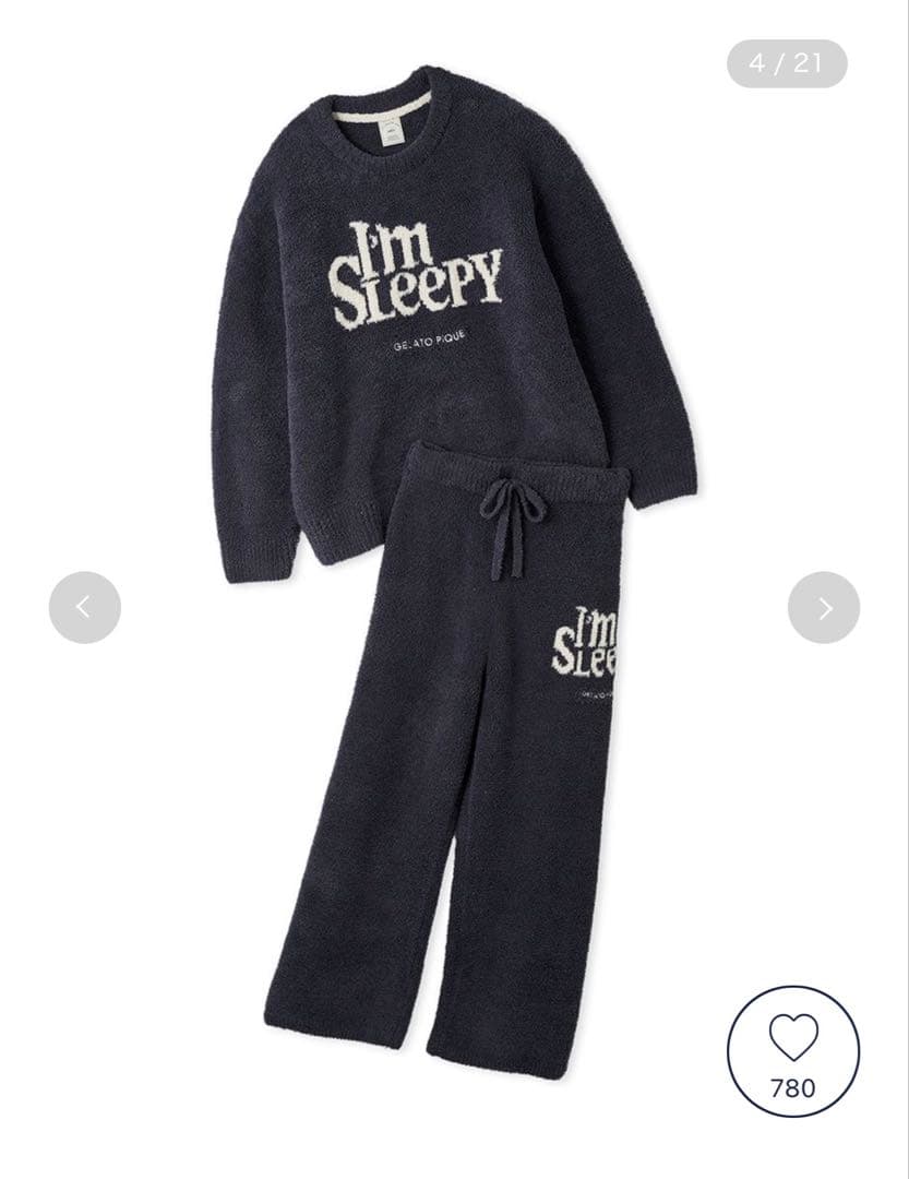 パウダースリーピーロゴジャガードプルオーバー＆ロングパンツセット NVY