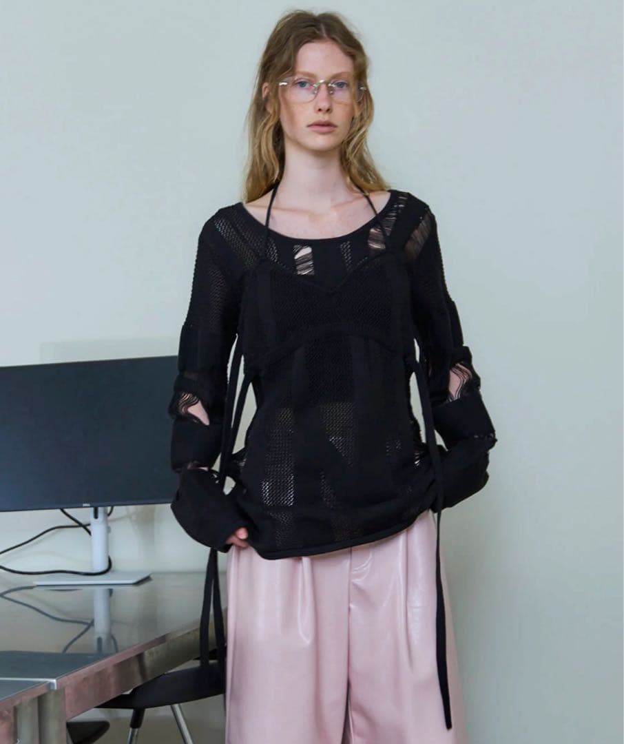 トップス MAISON SPECIAL Random Mesh Knit Tops